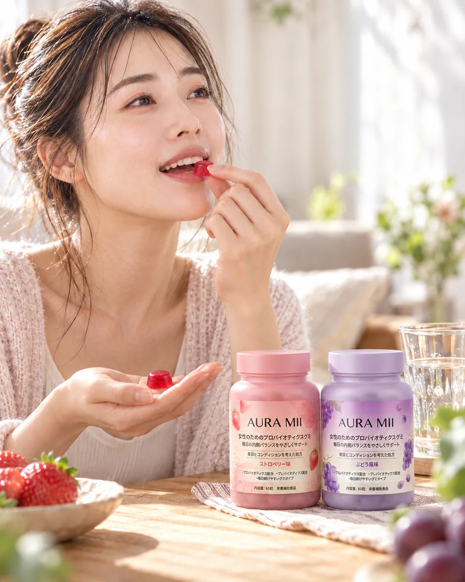 AURAMIIのグミを食べる生活シーン